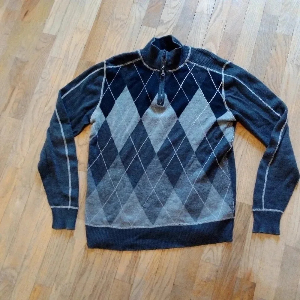 BKE Argyle Sweater Men’s Medium Gray Blue